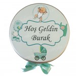 Hoş Geldin Bebek Çikolatası - Mint Yeşili - Metal Kutu 50'li