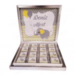 Fil Temalı Çikolata - Gri - Sarı