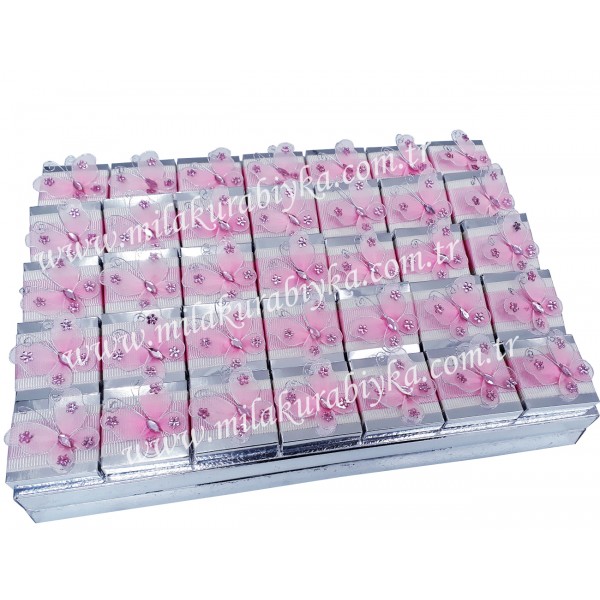 Kelebek Dekorlu Çikolata ( Pembe)