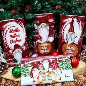 Yılbaşı Hediyesi Tablet Çikolata - Yeni Yıl Cücesi Temalı