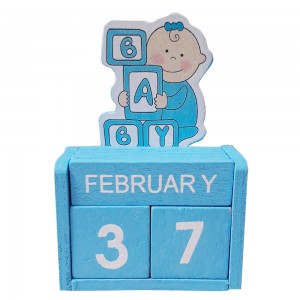 Erkek Bebek Ahşap Takvim ( Mavi )