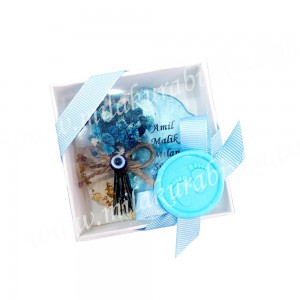 Mühürlü Kişiye Özel Epoksi Bebek Magnet - Mavi