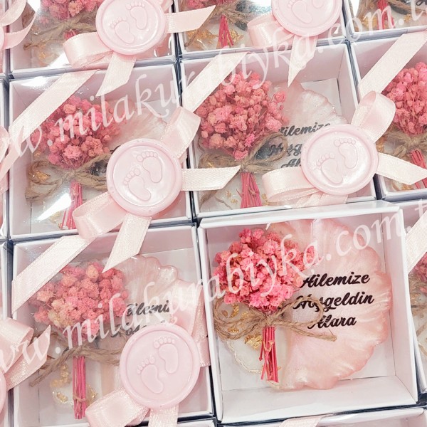 Mühürlü Kişiye Özel Epoksi Bebek Magnet - Pudra