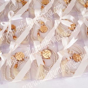 İsimli Hediyelik İnci Tesbih Krem