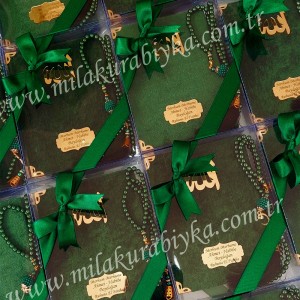 Kadife Yasin İnci Tesbih Seti İsimli - Yeşil