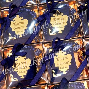 Kişiye Özel Hediyelik Mini Kuran İnci Tesbih Seti - Lacivert - Bebek Doğum Günü Söz Nişan Nikah Sünnet ve Mevlüt Hediyesi