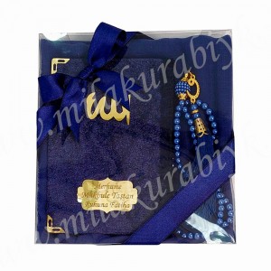 İsimli Kadife Yasin Tesbih Seti Başörtülü - Lacivert