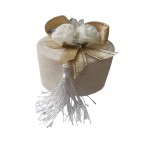 Krem Kadife Kutulu İnci Tesbih ( Krem Rengi Güllü )