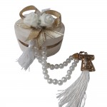 Krem Kadife Kutulu İnci Tesbih ( Krem Rengi Güllü )