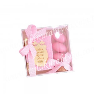 Kişiye Özel Mini Kur'an-ı Kerim - Badem Şekerli Fanus Seti - Doğum-Mevlüt-Söz-Nişan-Nikah hediyesi