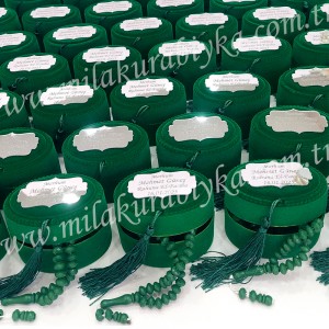 Kadife Kutulu Gül Kokulu Tesbih Hediyelik - Yeşil