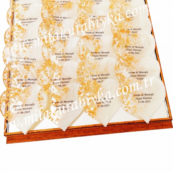 Epoksi Magnet Hediyelik - Kalp-Beyaz