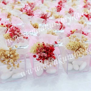Çiçekli Şeffaf Kutulu Nikah Şekeri